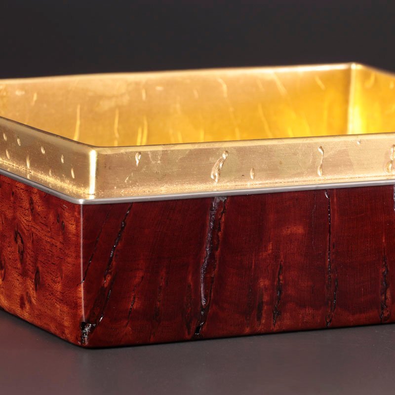 ★【古美味】人間国宝 川北良造 欅針杢食籠 茶道具 保証品 YQ2n_画像7