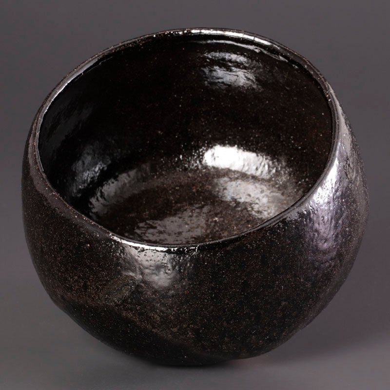 【古美味】十代大樋長左衛門(年朗)作 大樋黒茶碗 茶道具 保証品 Jq1I_画像7