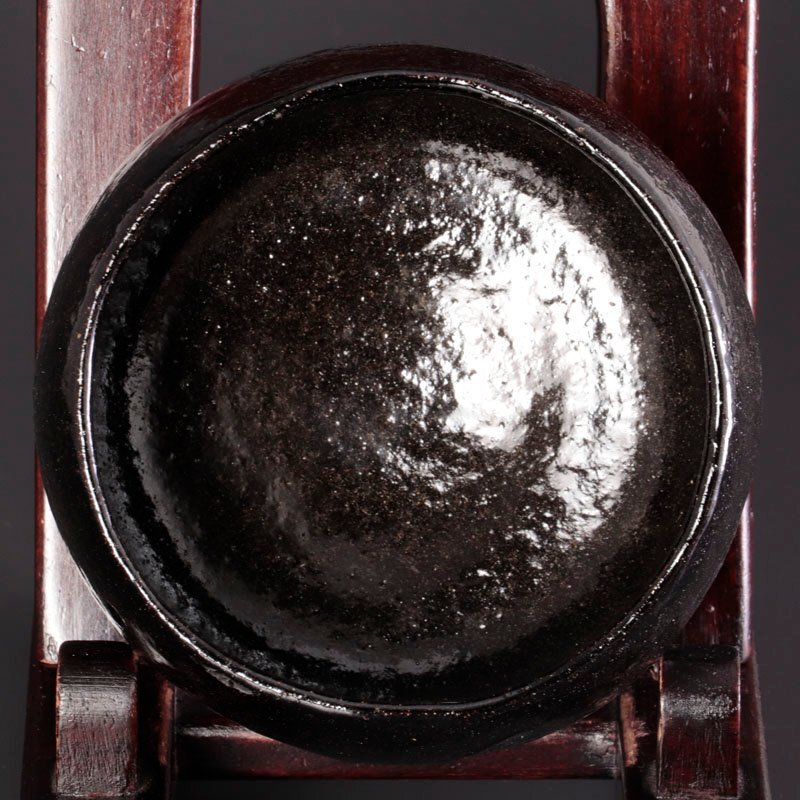 【古美味】十代大樋長左衛門(年朗)作 大樋黒茶碗 茶道具 保証品 Jq1I_画像5