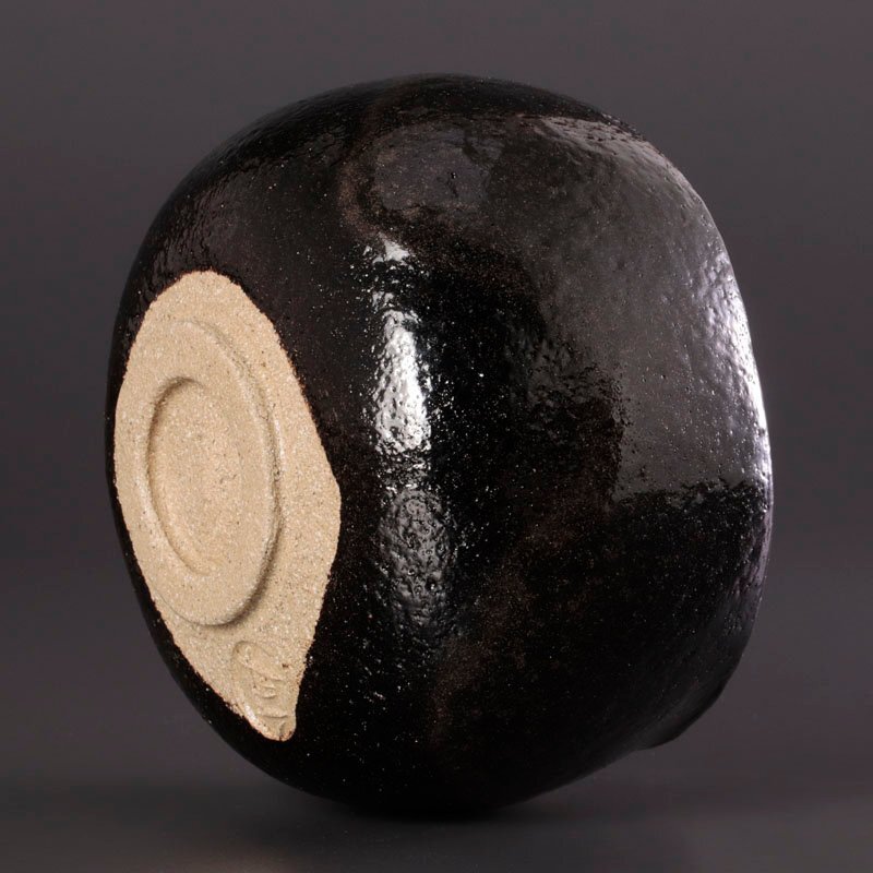 【古美味】十代大樋長左衛門(年朗)作 大樋黒茶碗 茶道具 保証品 Jq1I_画像2