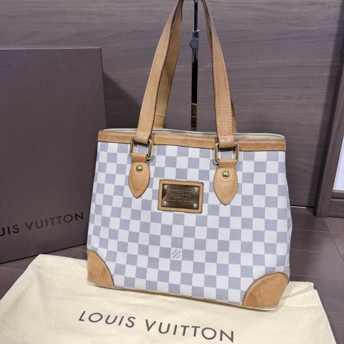 良品 LOUIS VUITTON ルイヴィトン トートバッグ ハンドバッグ ハムステッドアズール_画像1