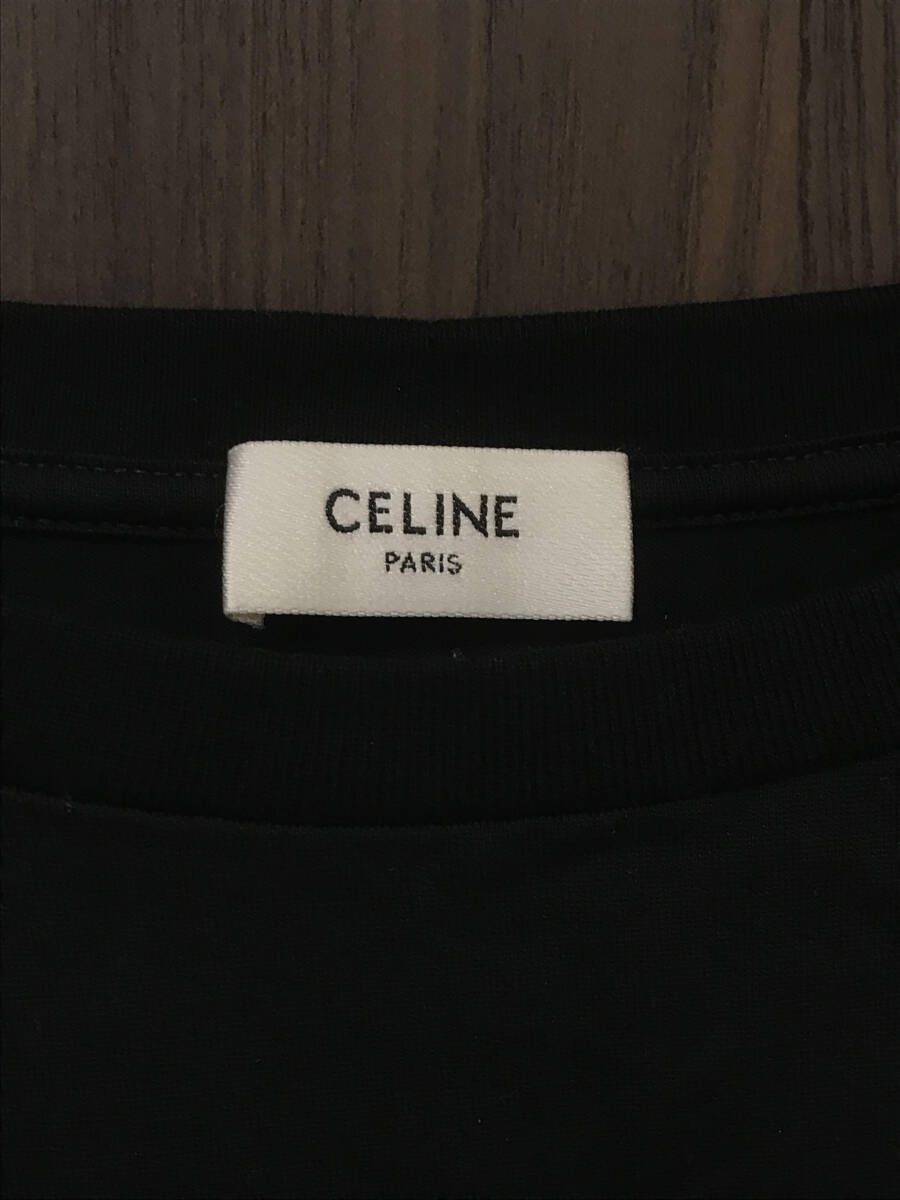 【西15】セリーヌ CELINE ルーズ フィット Tシャツ ロゴプリント クルーネック Sサイズ ブラック　正規品_画像3