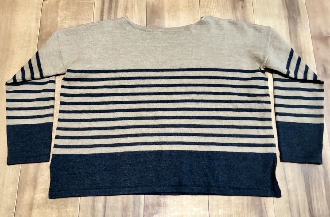 ORCIVAL オーシバル ボーダーニットセーター ベージュ×ブラック_画像2