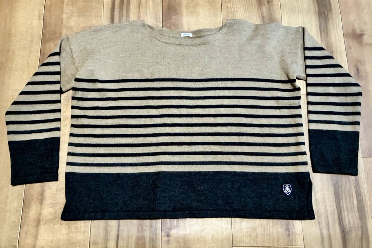 ORCIVAL オーシバル ボーダーニットセーター ベージュ×ブラック_画像1