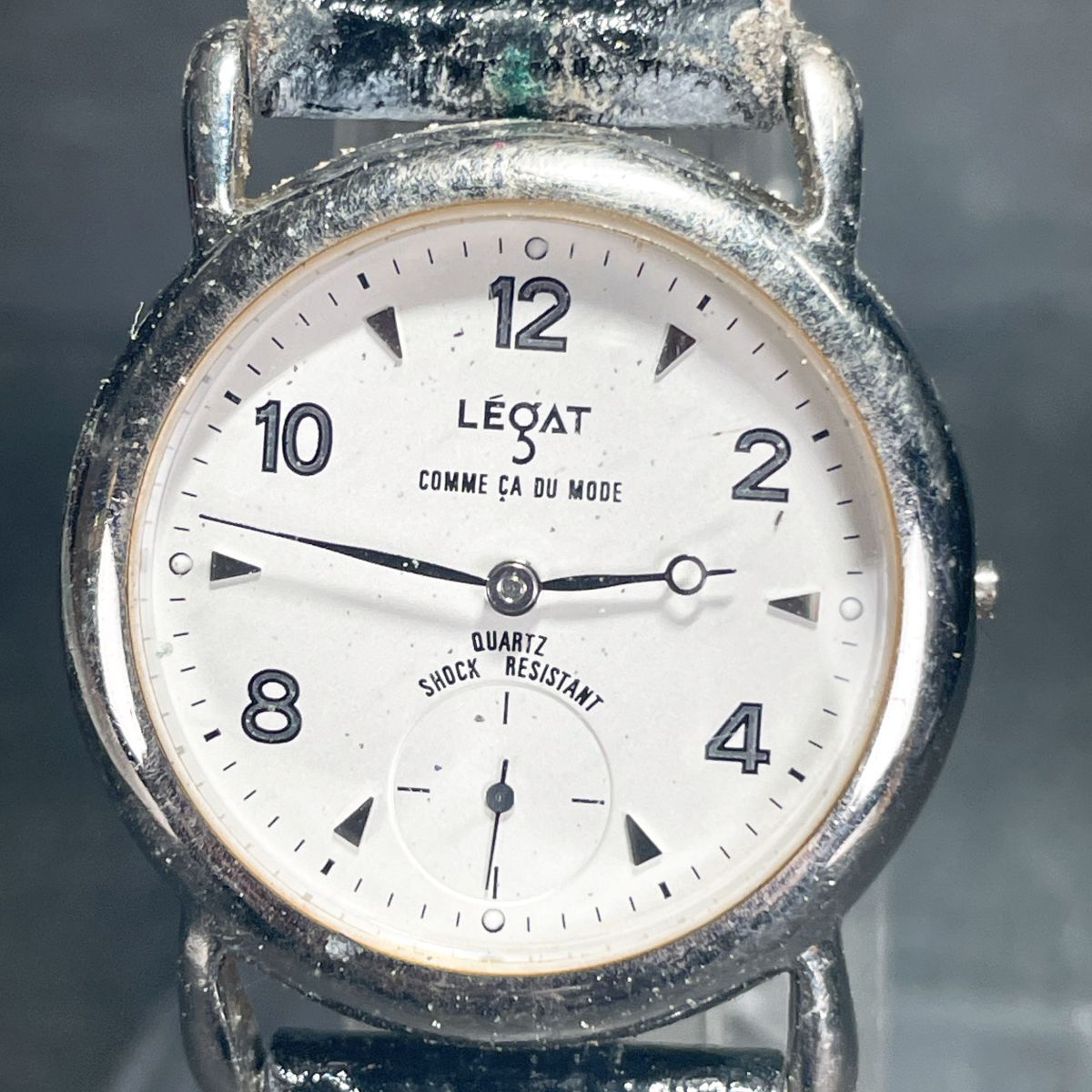 腕時計 アナログ クオーツ 3針 スモールセコンド ホワイト文字盤 レザーバンド ブラック ステンレススチール ユニセックス 男女兼用_画像1