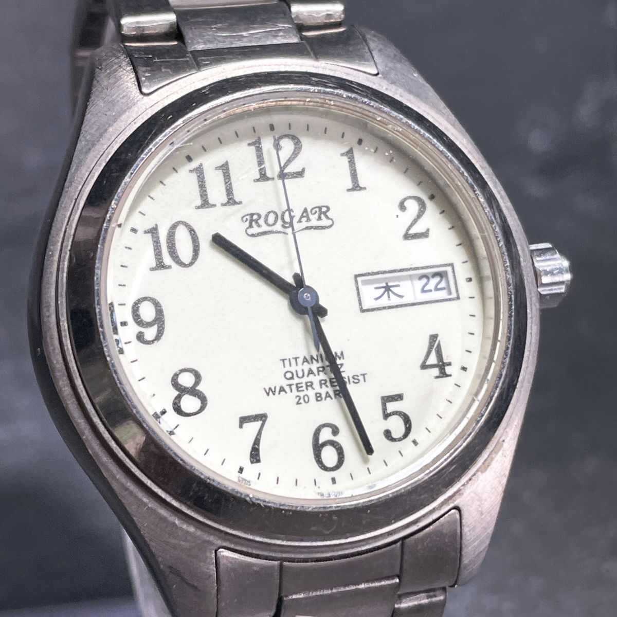 ROGAR ロガール RO-040M-T 腕時計 アナログ クオーツ 3針 カレンダー メタルバンド シルバー ステンレススチール ユニセックス 男女兼用_画像2