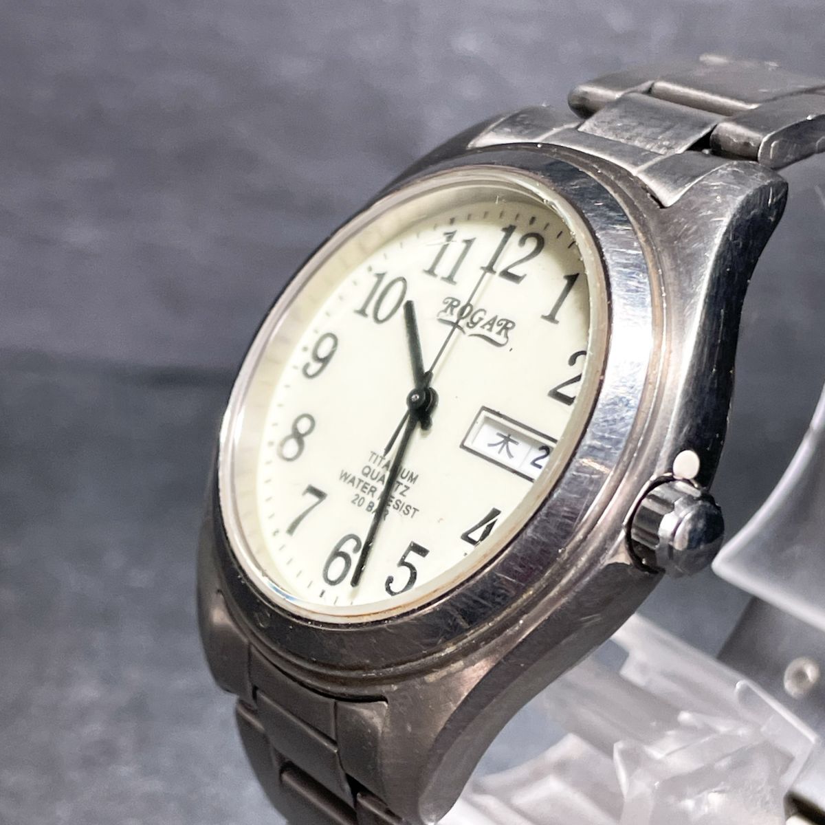 ROGAR ロガール RO-040M-T 腕時計 アナログ クオーツ 3針 カレンダー メタルバンド シルバー ステンレススチール ユニセックス 男女兼用_画像3