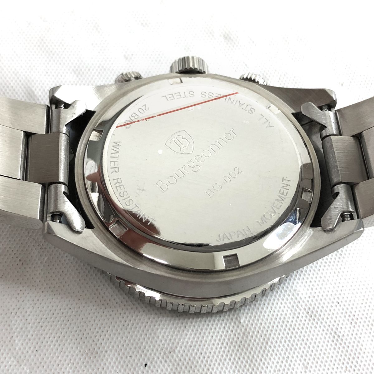 新品 Bourgeonner ブルジョネ 腕時計 BG-002NB クオーツ ラウンド クロノグラフ ダイバー カレンダー ネイビー シルバー コレクション。_画像6