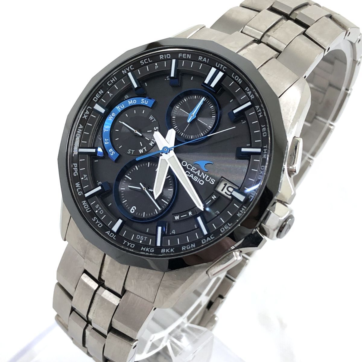 美品 CASIO カシオ OCEANUS オシアナス マンタ 腕時計 OCW-S3001-1AJF 電波ソーラー タフソーラー チタン マルチバンド6 動作確認済み_画像3