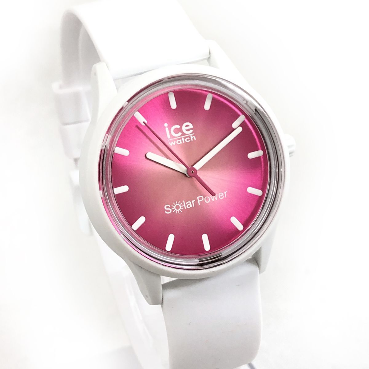 新品 ice watch アイスウォッチ ICE SOLAR POWER アイスソーラーパワー 腕時計 019030 ソーラー アナログ ラウンド ラバーバンド ピンク_画像4