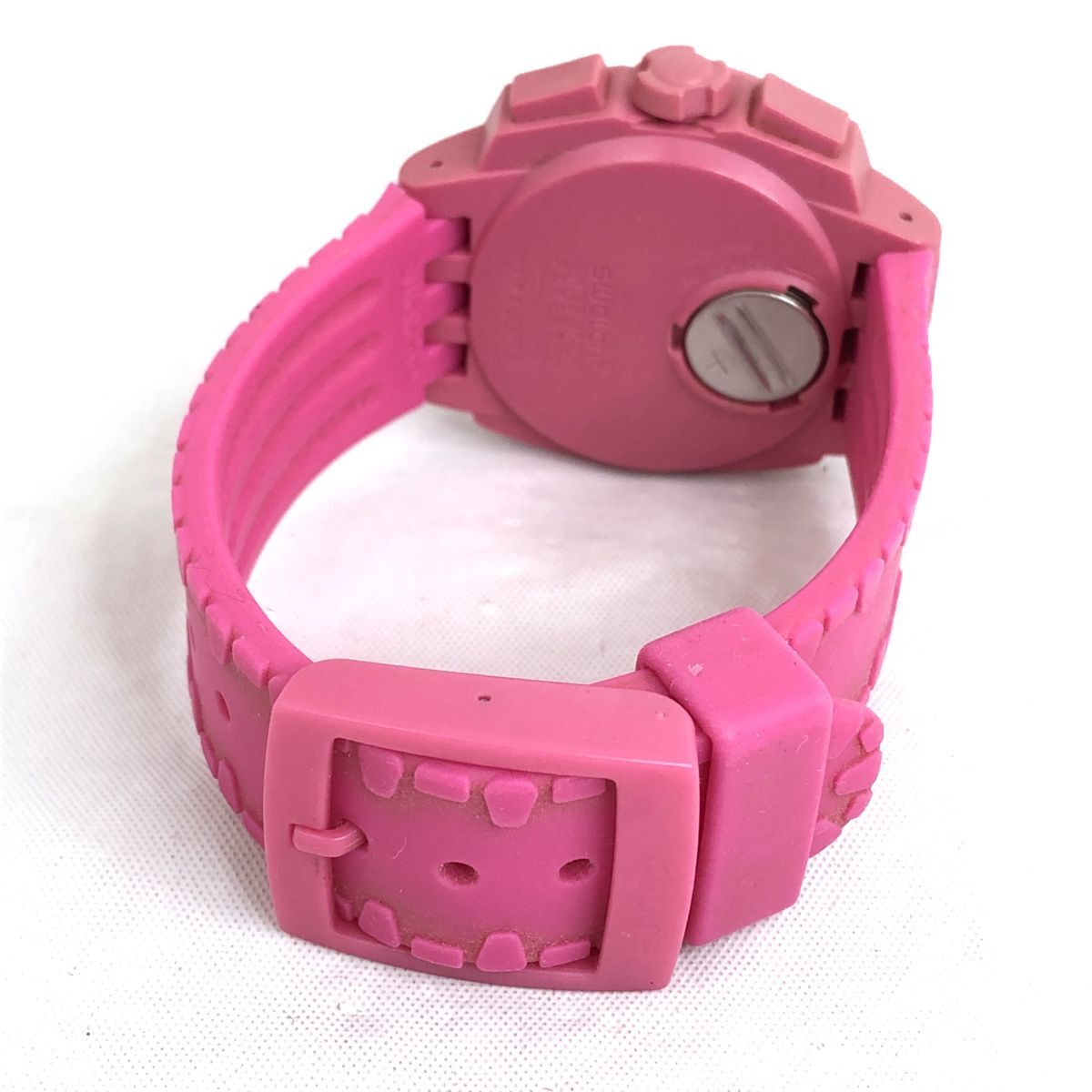 Swatch スウォッチ HUYANA 腕時計 SUIP400 クオーツ アナログ ラウンド クロノグラフ ピンク コレクション 電池交換済み 動作確認済み_画像5