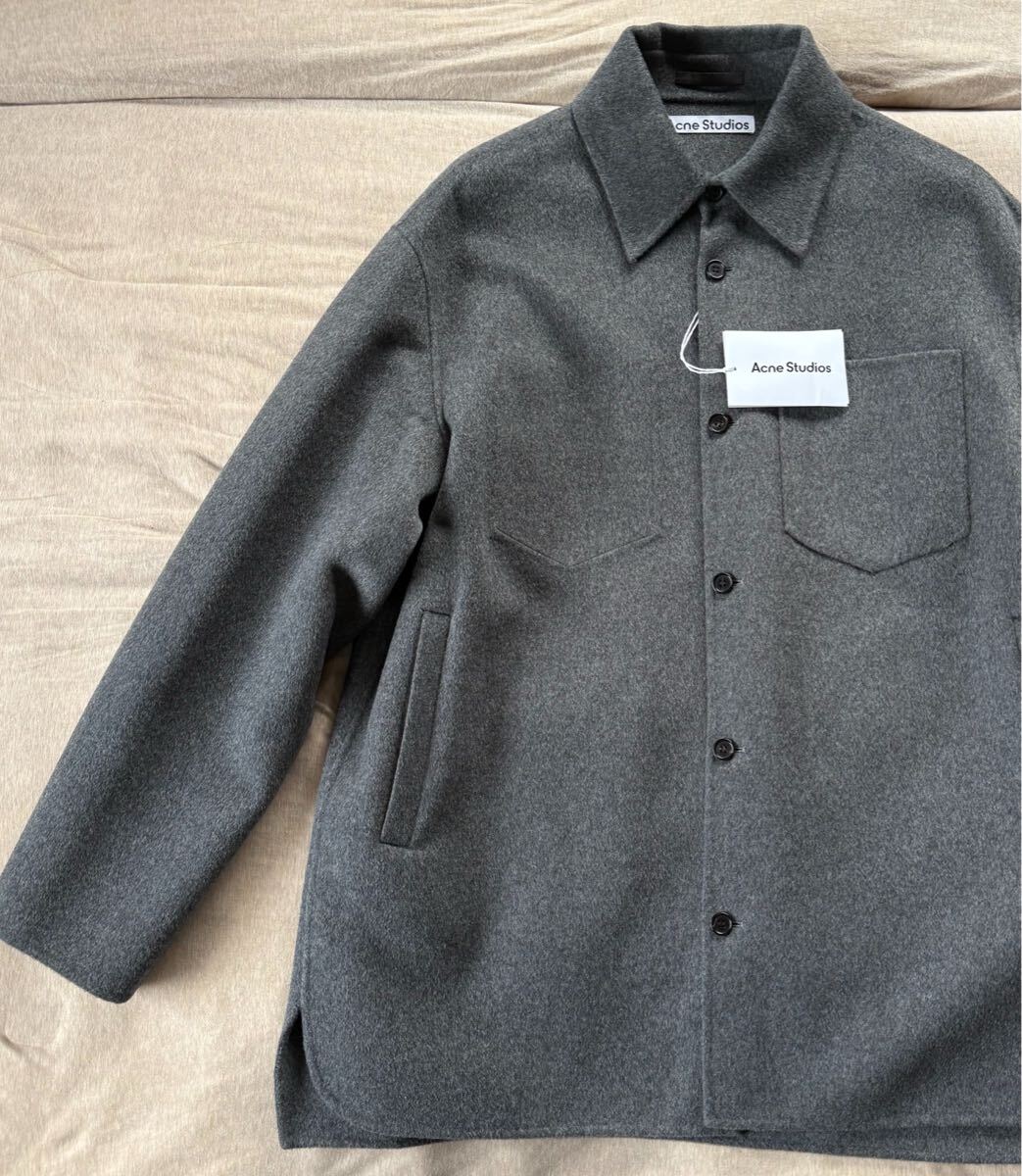 新品48%off Acne Studios メルトン コート メランジ ブルゾン シャツ ジャケット 長袖 アウター size 46 S アクネ ストゥディオズ メンズ_画像5