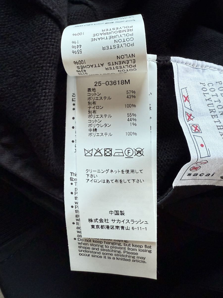 黒3新品 sacai MA-1 ニット セーター ドッキング 再構築 黒 25SS size 3 L 長袖 プルオーバー サカイ メンズ ブラック_画像9