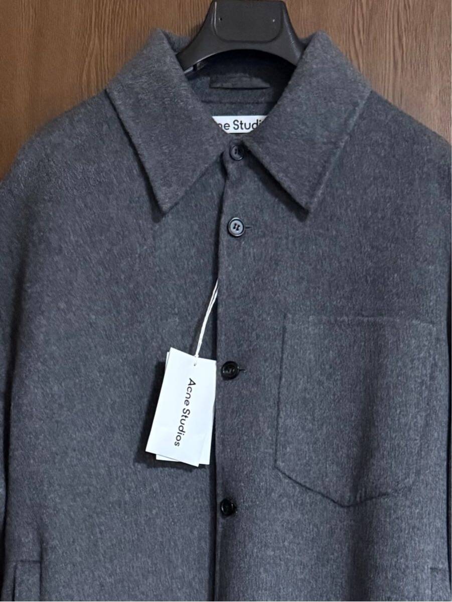 新品48%off Acne Studios メルトン コート メランジ ブルゾン シャツ ジャケット 長袖 アウター size 46 S アクネ ストゥディオズ メンズ_画像2