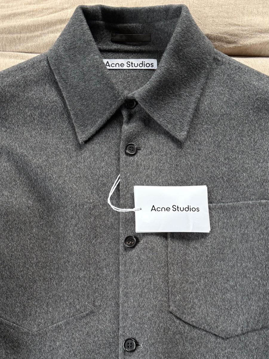 新品48%off Acne Studios メルトン コート メランジ ブルゾン シャツ ジャケット 長袖 アウター size 46 S アクネ ストゥディオズ メンズ_画像7