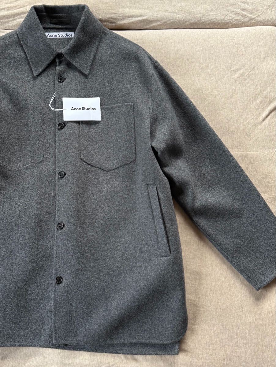 新品48%off Acne Studios メルトン コート メランジ ブルゾン シャツ ジャケット 長袖 アウター size 46 S アクネ ストゥディオズ メンズ_画像6