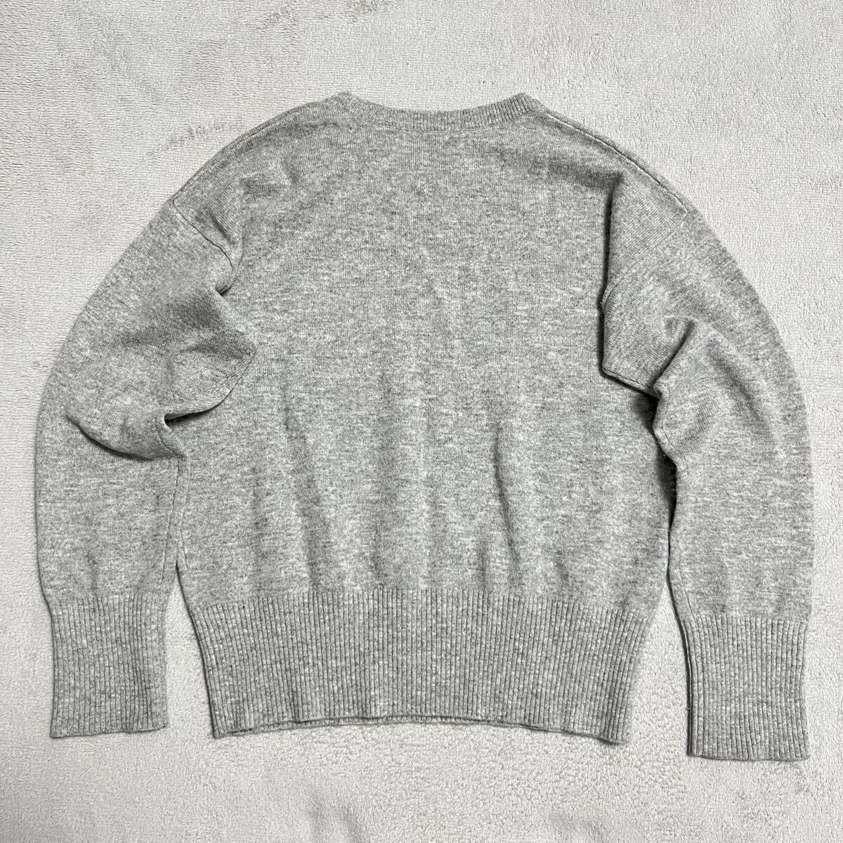 ★送料360円★カシミア100% 高級 美品 UNIQLO ユニクロ 長袖 クルーネック カシミヤ ニット セーター レディース グレー サイズM R-8297_画像3