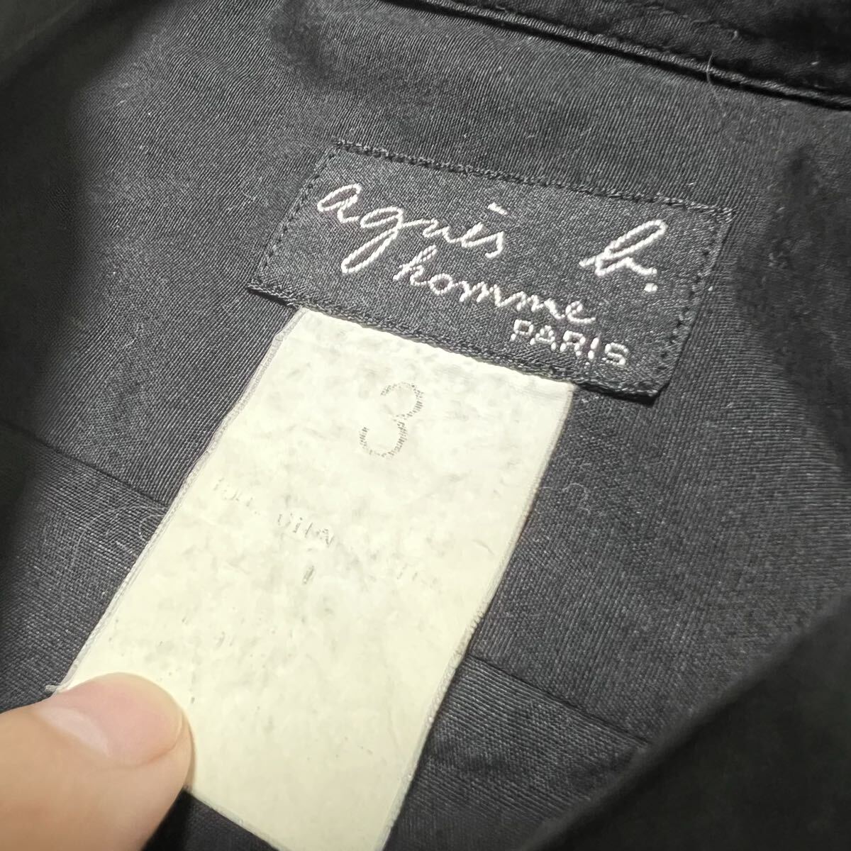 ★送料360円★レア agnes b. HOMME アニエスベー オム 長袖シャツ 黒 ブラック コンチョボタン メンズ 綿100% コットン サイズ3 R-8329_画像3