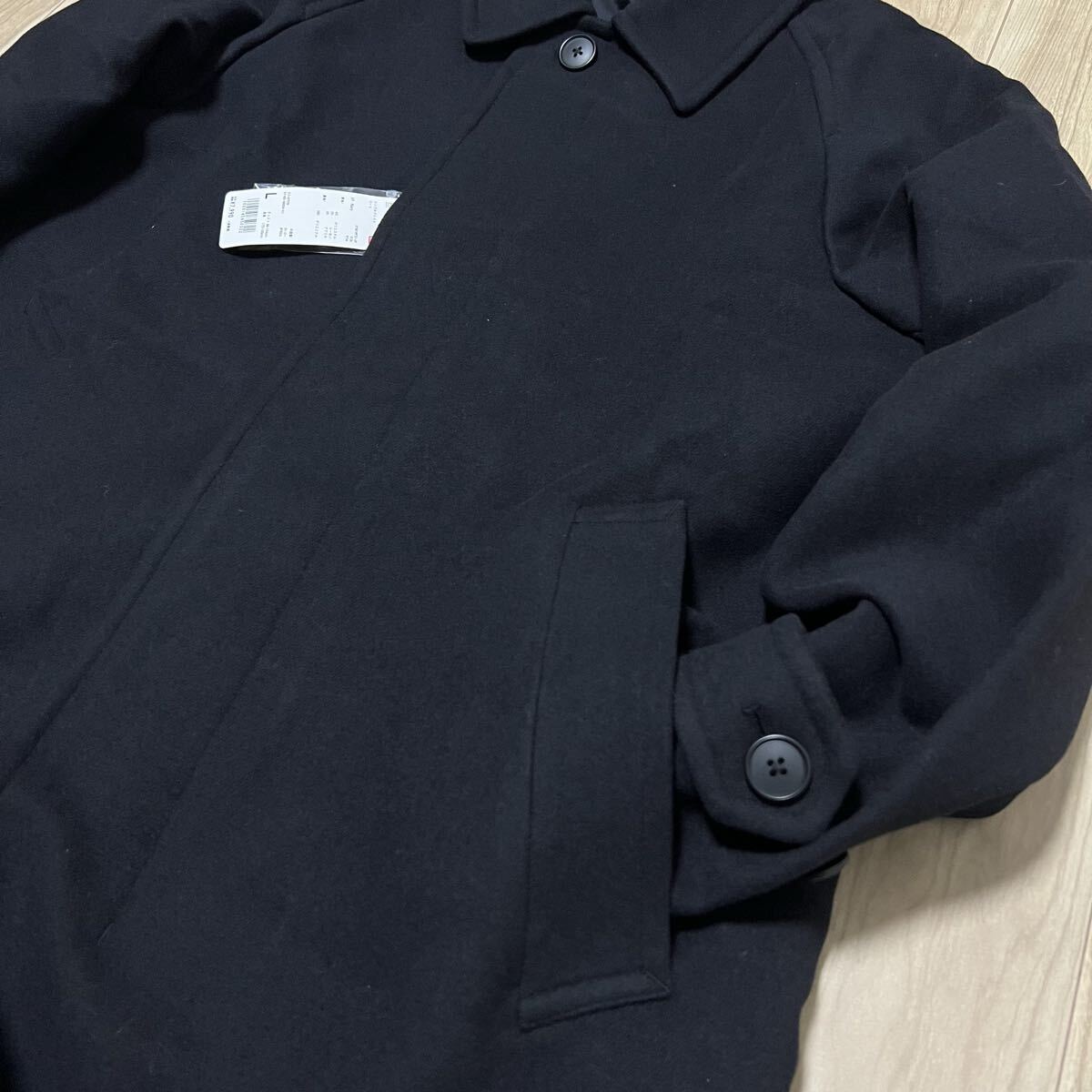 ★新品未使用品★UNIQLO ユニクロ シングルブレストコート ステンカラーコート 紺色 ネイビー サイズL メンズ 秋冬 R-8334_画像3
