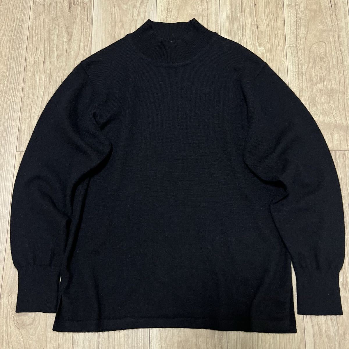 ★カシミア100%★ 高級 DANY DALHAN 日本製 長袖 カシミヤ ニット セーター モックネック 黒 ブラック レディース サイズF 美品 R-8341_画像1