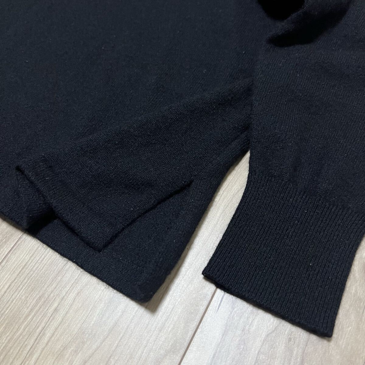 ★カシミア100%★ 高級 DANY DALHAN 日本製 長袖 カシミヤ ニット セーター モックネック 黒 ブラック レディース サイズF 美品 R-8341_画像3