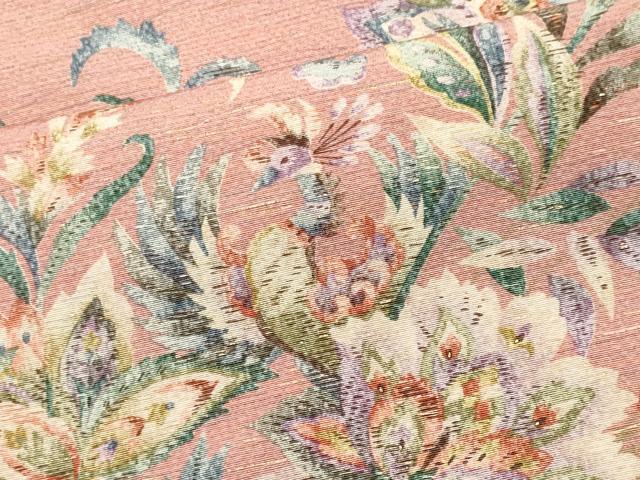 平和屋着物■上質な小紋 更紗花鳥文 金彩 お召縮緬 正絹 逸品 CAAZ1255ouの画像1