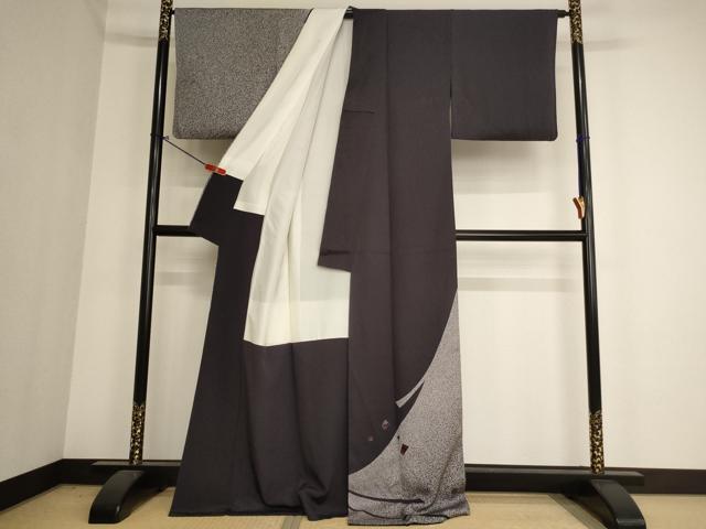 平和屋着物■訪問着　刺繍　色紙文　金彩　ロング丈　正絹　逸品　AABA0807ja_画像2