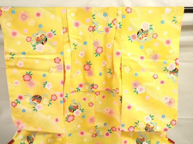 平和屋着物[]七五三　女の子　３歳　祝着　三つ身　長襦袢・被布・小物セット　鈴花文　暈し染め　金彩　箱付き　洗える着物　DAAR1500jm_画像4