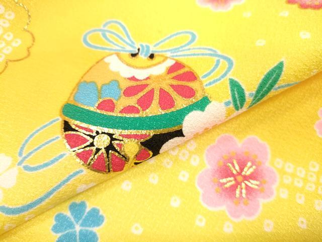 平和屋着物[]七五三　女の子　３歳　祝着　三つ身　長襦袢・被布・小物セット　鈴花文　暈し染め　金彩　箱付き　洗える着物　DAAR1500jm_画像6