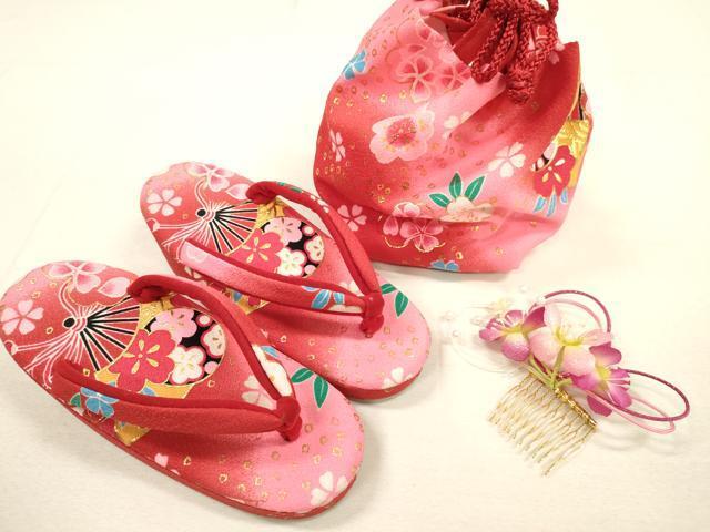 平和屋着物[]七五三　女の子　３歳　祝着　三つ身　長襦袢・被布・小物セット　扇花文　金彩　箱付き　洗える着物　DAAR1502jm_画像9