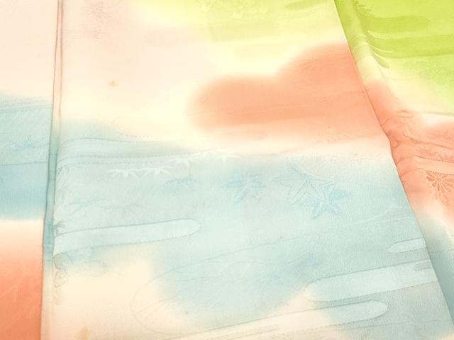 平和屋着物[]七五三　女の子　７歳　祝着　四つ身　霞雲文　暈し染め　逸品　DAAY3070ma_画像4