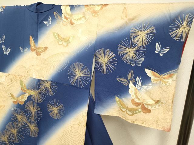平和屋着物▼訪問着　舞蝶文　暈し染め　金銀彩　正絹　逸品　DAAX8307du_画像3