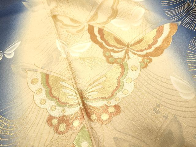 平和屋着物▼訪問着　舞蝶文　暈し染め　金銀彩　正絹　逸品　DAAX8307du_画像6