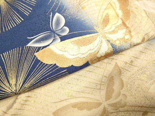 平和屋着物▼訪問着　舞蝶文　暈し染め　金銀彩　正絹　逸品　DAAX8307du_画像7