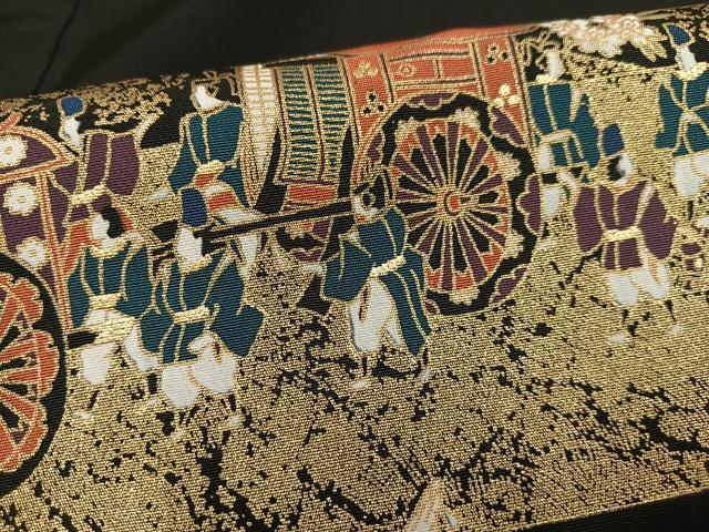 平和屋着物■豪華黒留袖　花車人物文　金彩　正絹　逸品　AABC7546oa_画像6