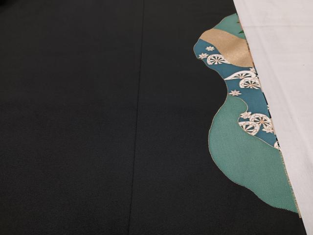 平和屋着物■豪華黒留袖　花車人物文　金彩　正絹　逸品　AABC7546oa_画像7