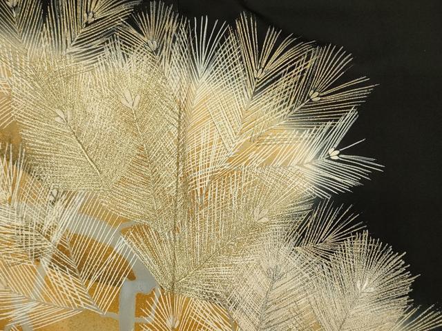 平和屋着物■豪華黒留袖　刺繍　松文　暈し染め　金銀彩　正絹　逸品　DAAS5528we_画像4