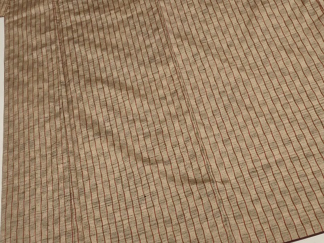 平和屋着物■上質な紬　縦枠間道　正絹　逸品　AAAL6138Abw_画像3