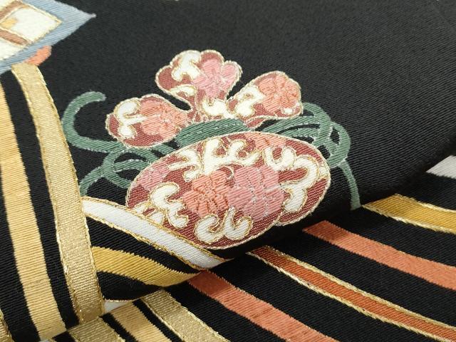 平和屋着物▼豪華黒留袖　駒刺繍　宝尽くし松竹梅　金彩　正絹　逸品　CABA6578th_画像6