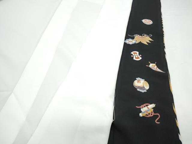 平和屋着物▼豪華黒留袖　駒刺繍　宝尽くし松竹梅　金彩　正絹　逸品　CABA6578th_画像9