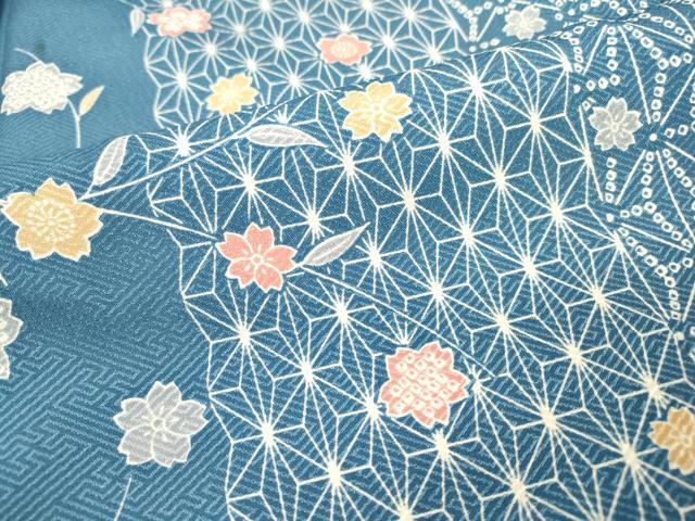 平和屋着物■小紋　麻の葉間道　洗える着物　DAAZ6138fe_画像4