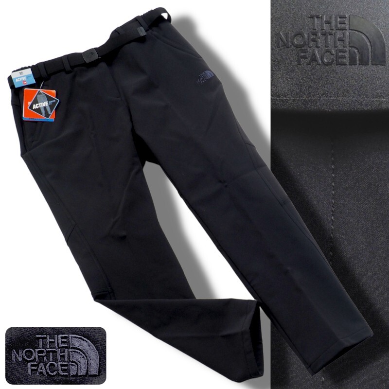 新品正規 ノースフェイス 秋冬厚手 DWR撥水 ストレッチ STRETCH SR ソフトシェル トレッキングパンツ レW85ブラック(BLK) 直営店購入_画像1