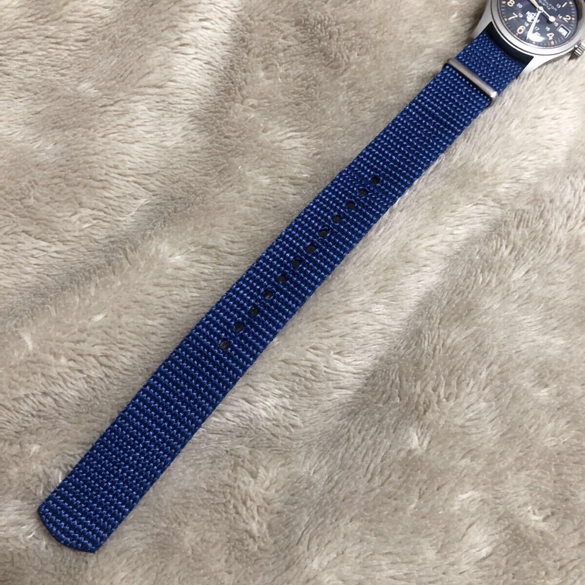 希少★HAMILTON ハミルトン ミリタリーウォッチ カーキフィールド Khaki 錨 イカリ ブルー系 クォーツ 9797 SEIKO製NATOベルト_画像7