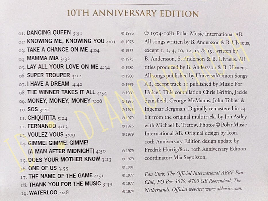 ☆帯付 音質良好 ◆ABBA GOLD GREATEST HITS アバ ゴールド◆ 2002年 リマスター盤 BEST 【日本語解説&日本・英語歌詞付】ベストCDアルバム_画像5