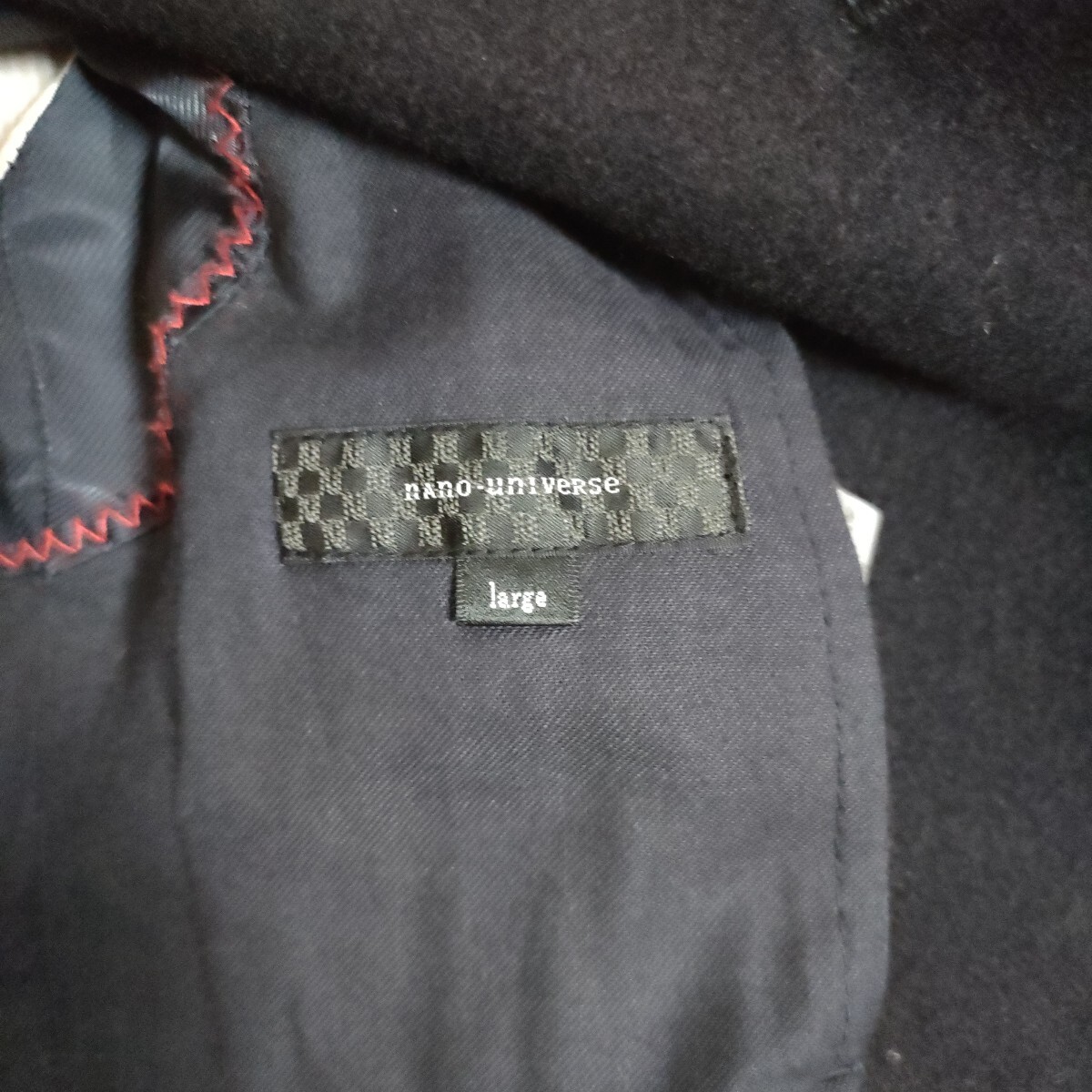 １円〜 ナノ・ユニバース ナノユニバース ハーフコート ブラック ウール Ｌサイズ_画像3