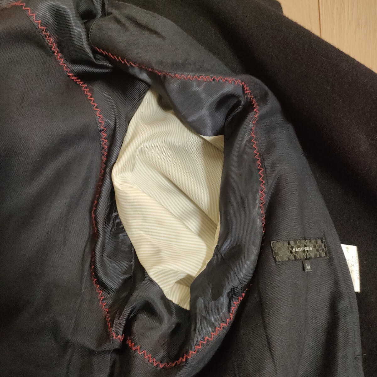 １円〜 ナノ・ユニバース ナノユニバース ハーフコート ブラック ウール Ｌサイズ_画像6