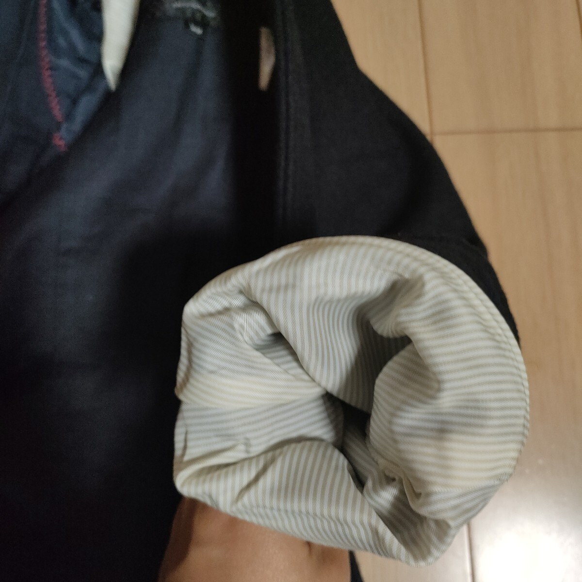 １円〜 ナノ・ユニバース ナノユニバース ハーフコート ブラック ウール Ｌサイズ_画像7