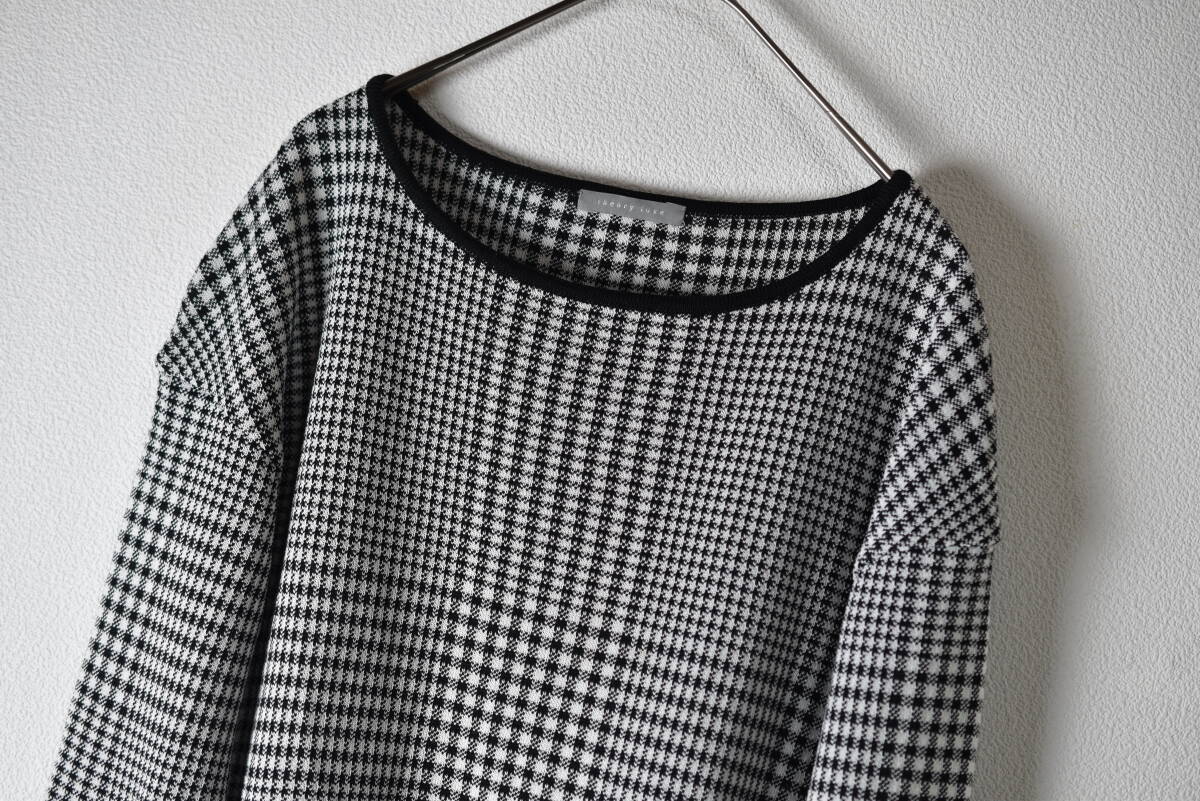 セオリーリュクス theoryluxe グレンチェック柄ドロップショルダープルオーバーニット サイズ38_画像3