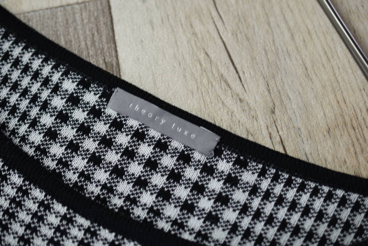 セオリーリュクス theoryluxe グレンチェック柄ドロップショルダープルオーバーニット サイズ38_画像5