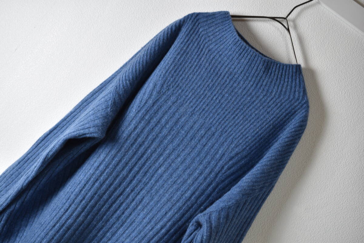 モディファイmodify ケージ編みハイネックウールニットチュニック丈ワンピース サイズ42_画像2